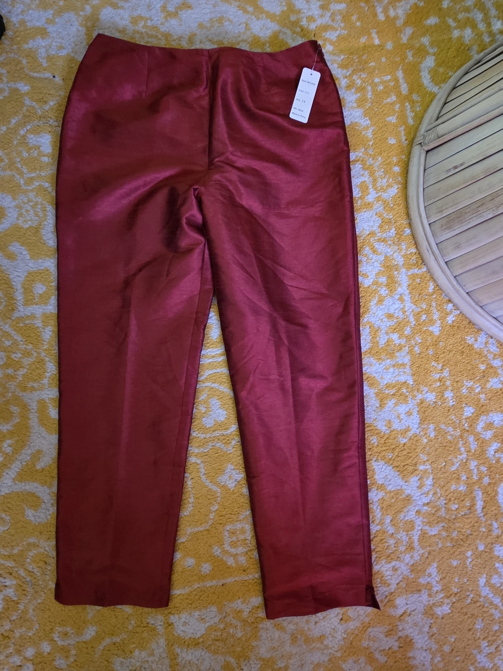 SilkLand Women's Straight-Leg Burgundy Dress Pants